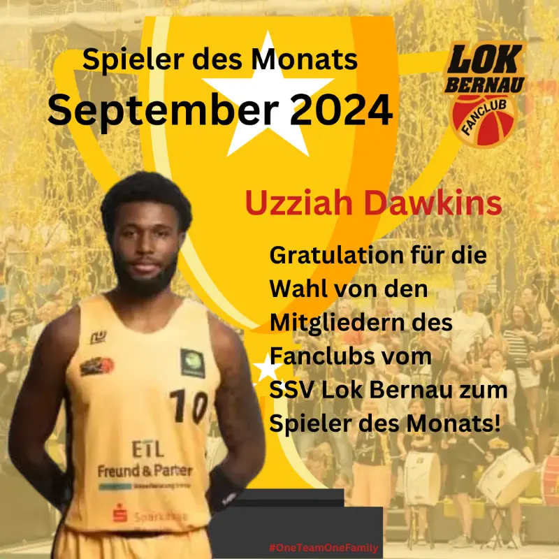 Spieler des Monats September 2024: Uzziah Dawkins